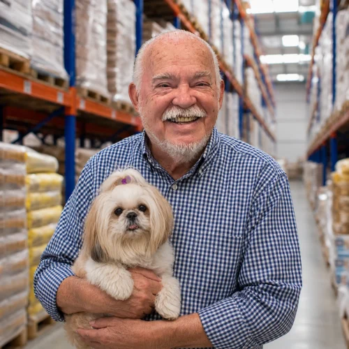 Mr. Jorge at Pet Supplies Exporters warehouse in Miami